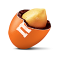 A Orange Colored Dark Chocolate Peanut M&M'S Open