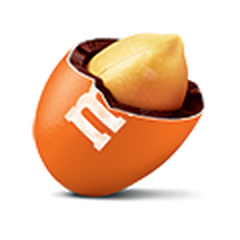 A Orange Colored Dark Chocolate Peanut M&M'S Open