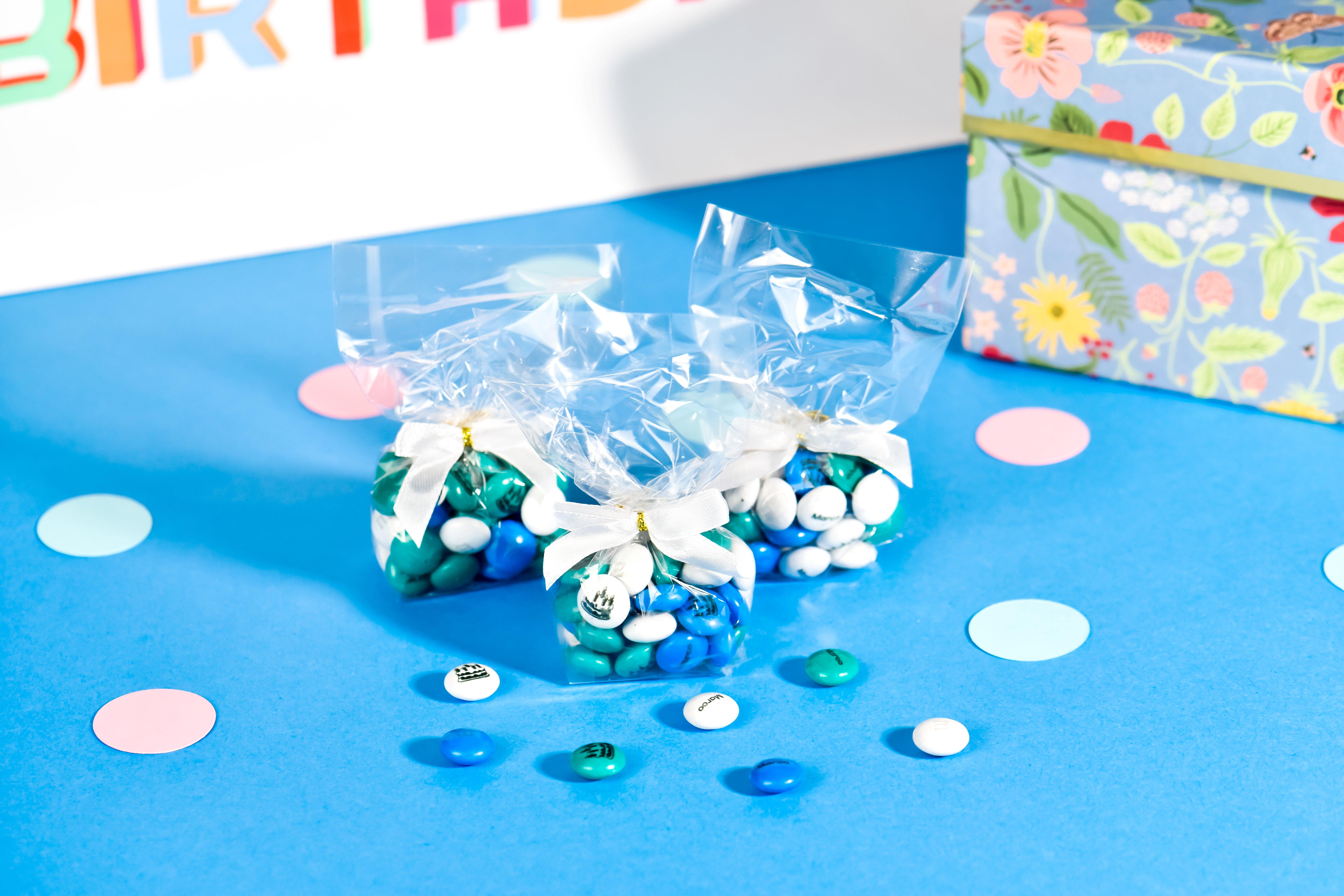 small bag party favors on table