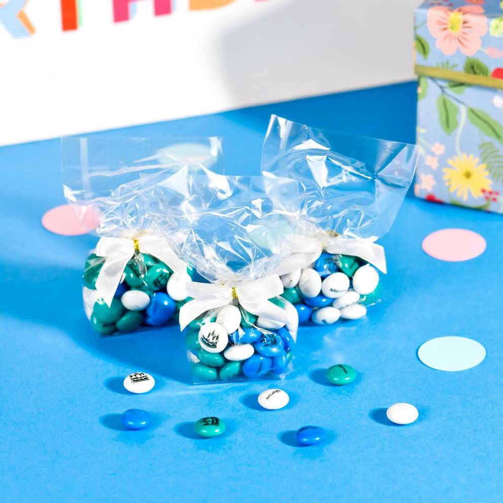 small bag party favors on table