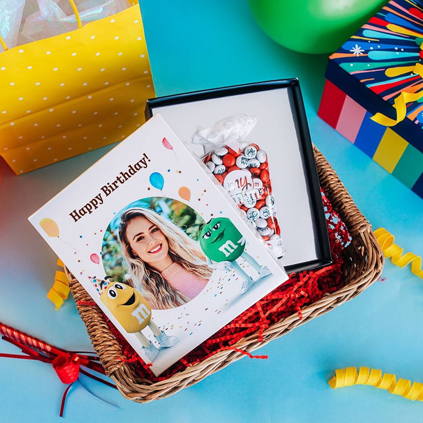 personalised birthday gift box in basket