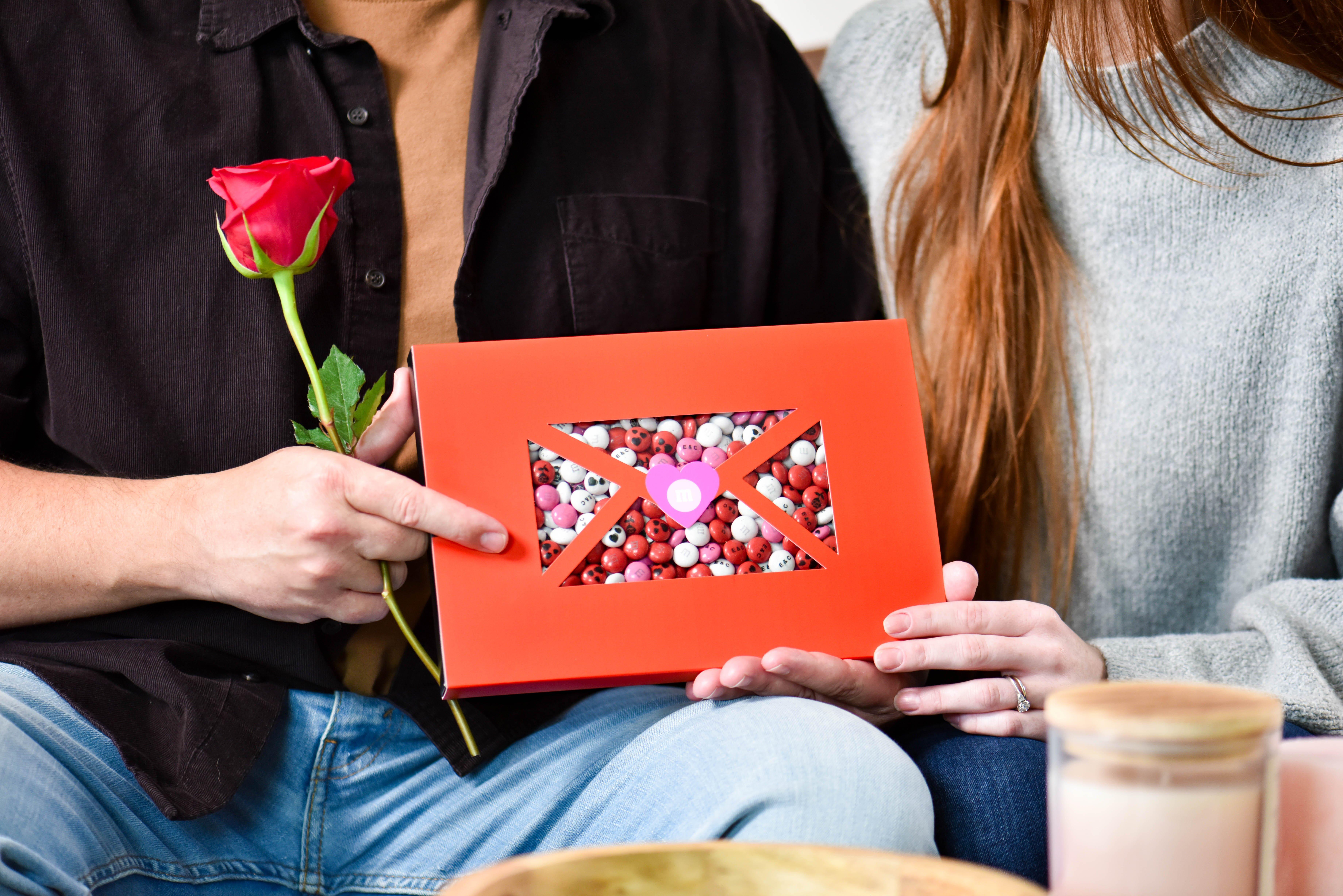 personalized valentines m&m's on place setting