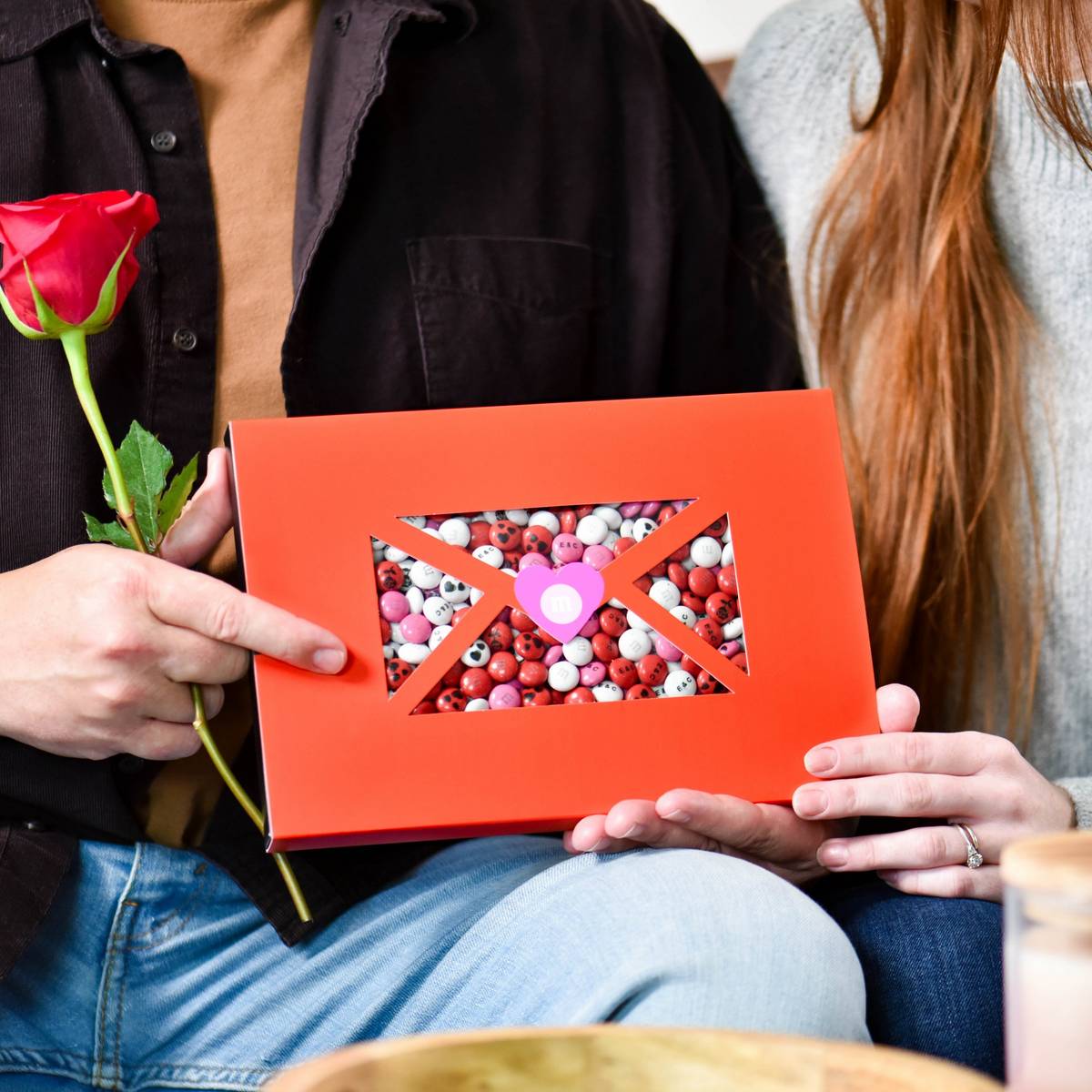personalized valentines m&m's on place setting