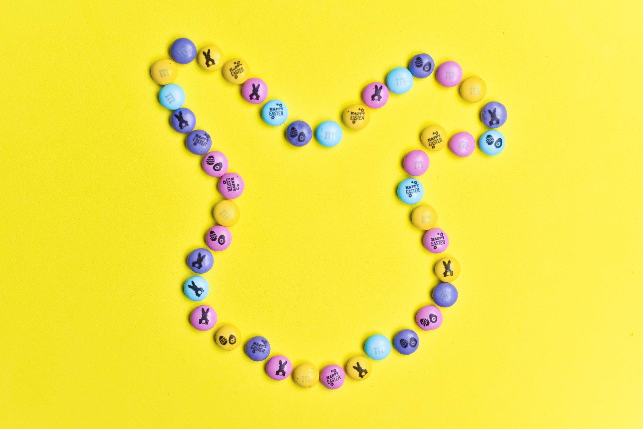 Easter themed personalized M&M'S in the shape of a bunny