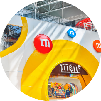 front of m&m's store entrance
