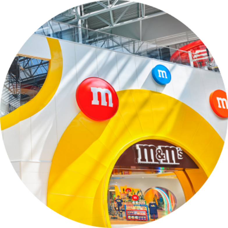 front of m&m's store entrance
