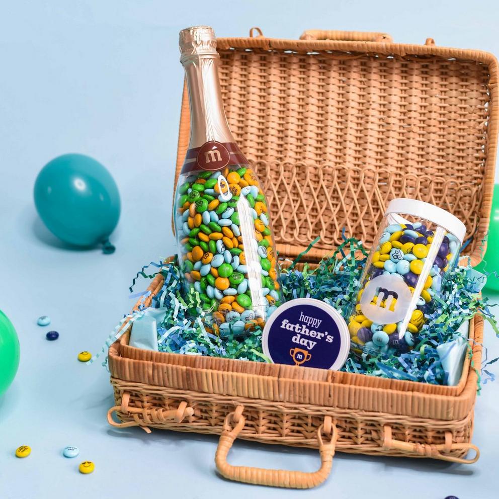occasion bottle and gift jar in basket