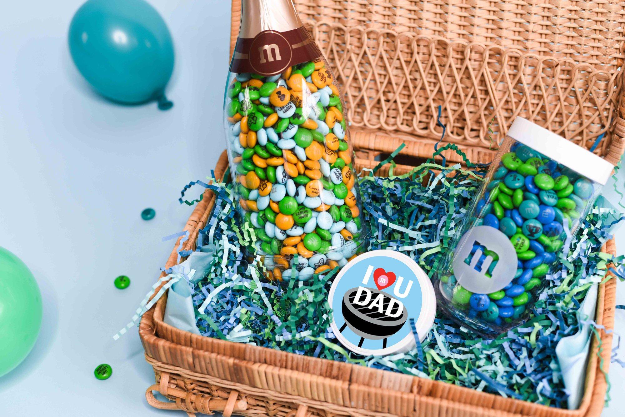 occasion bottle and gift jar in basket