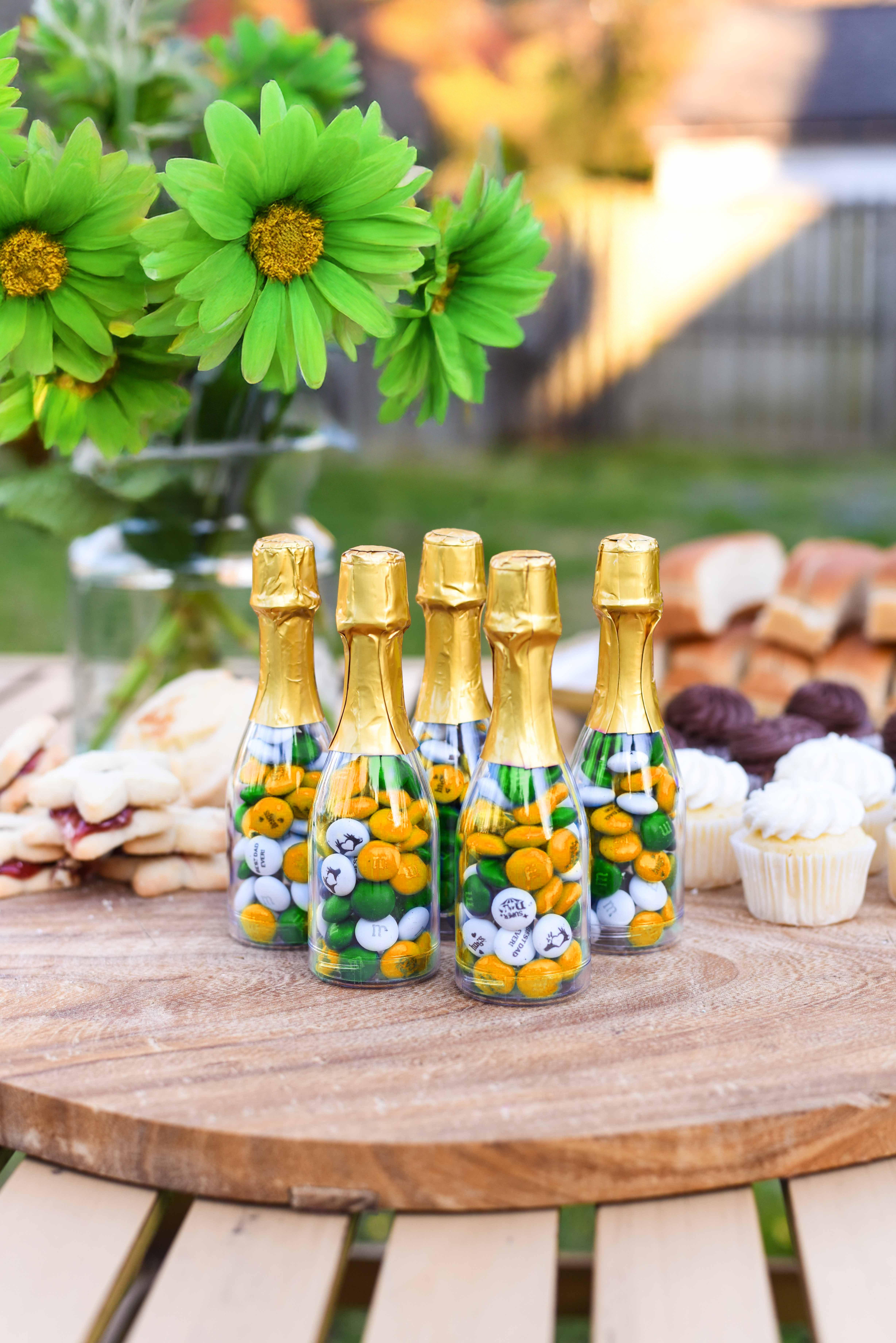 mini occasion bottles filled with St. Patrick's Day themed M&M'S