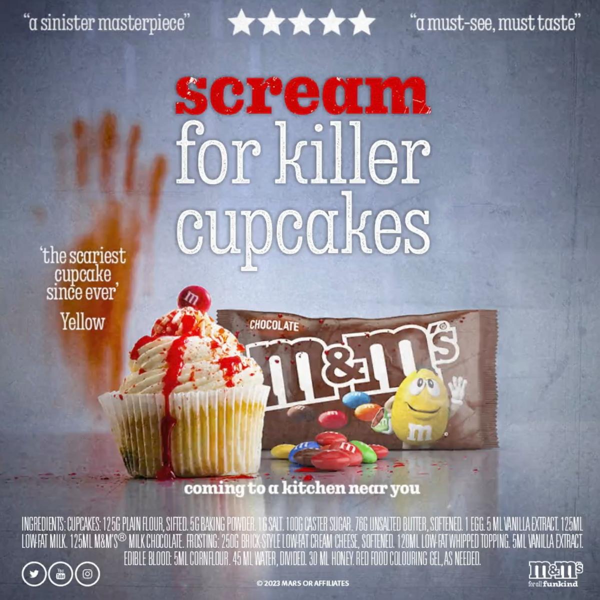Slashed “Blood” Cakes with M&M’S®