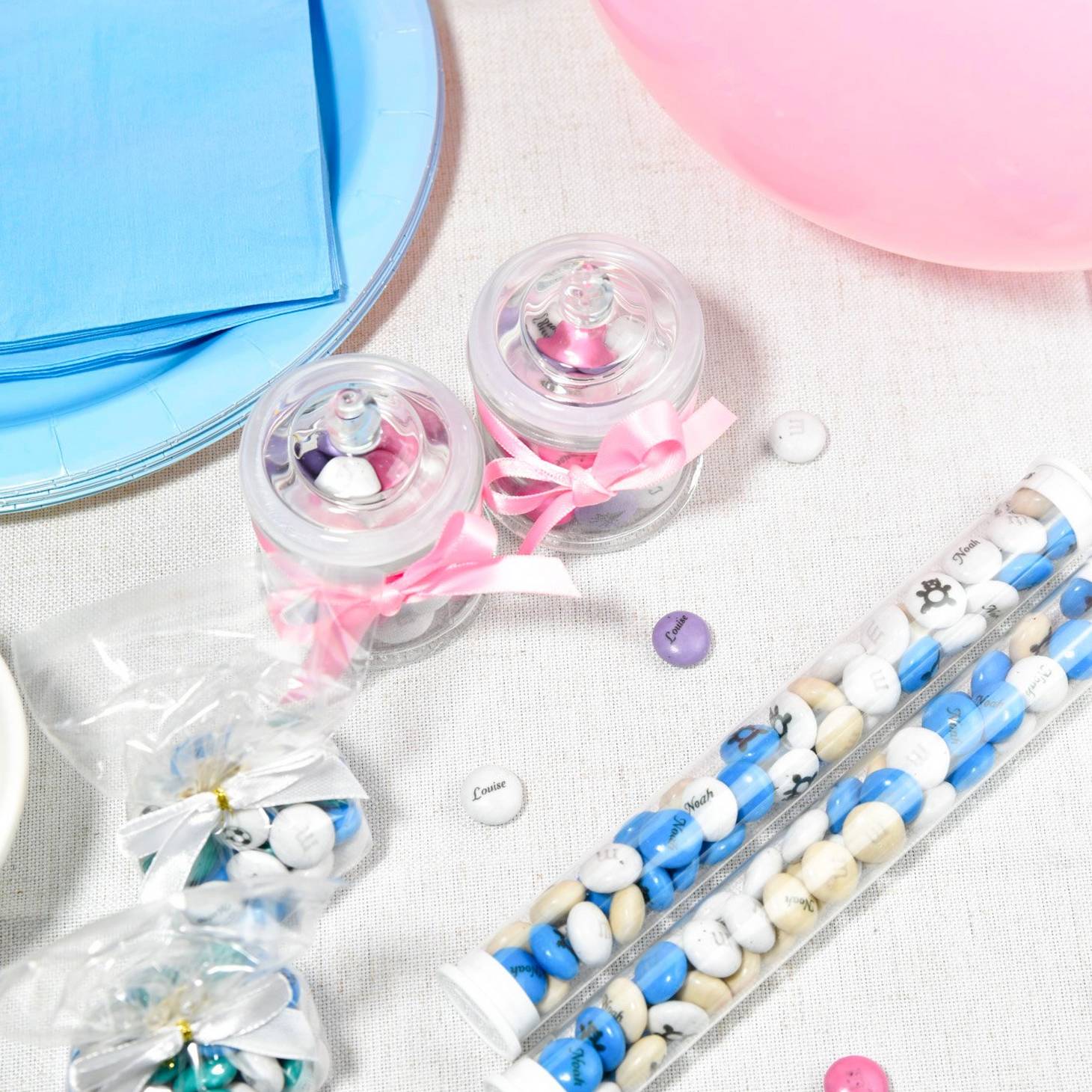 assorted party favors on table display