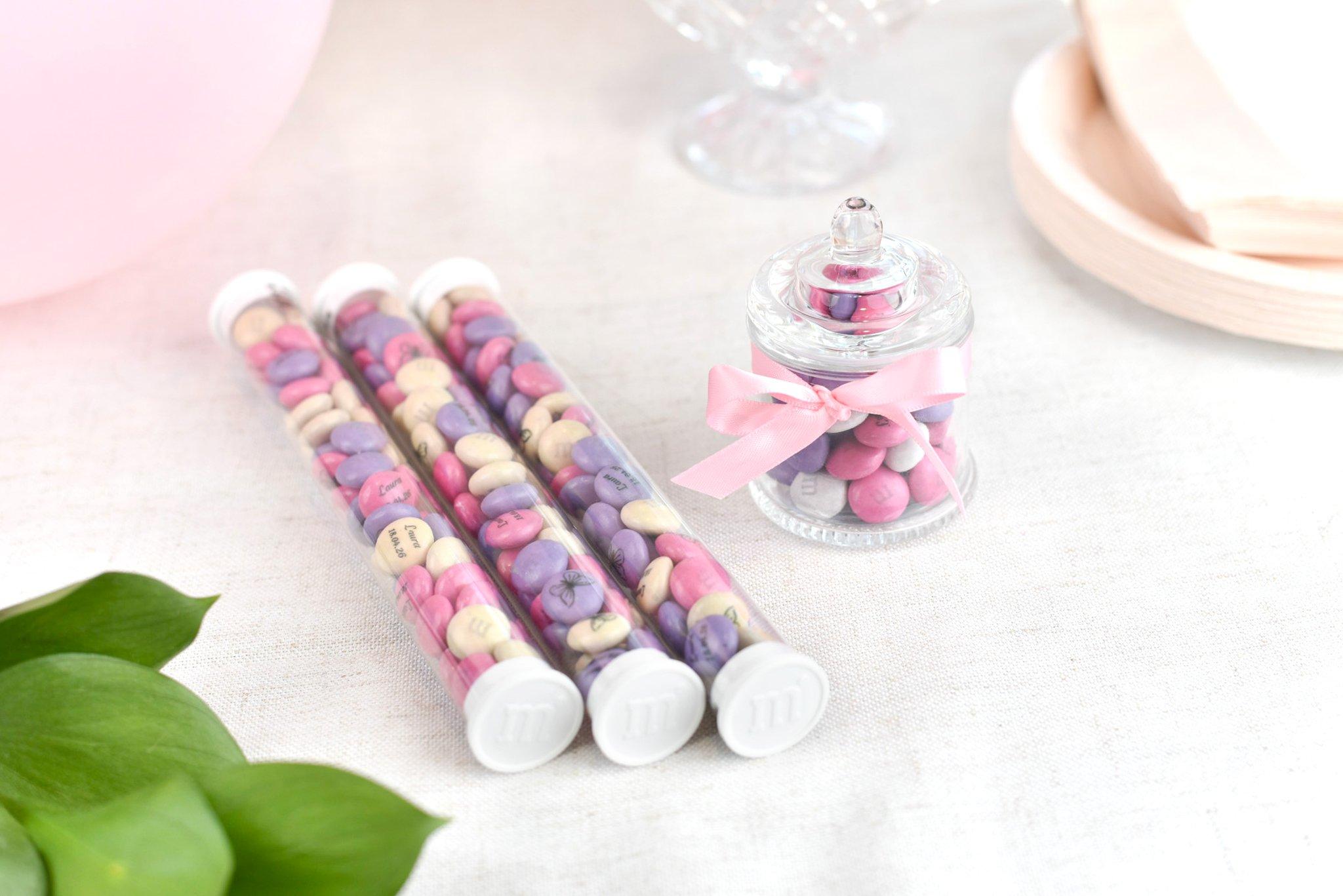 petit bocal en verre M&M'S® décoration de baptême