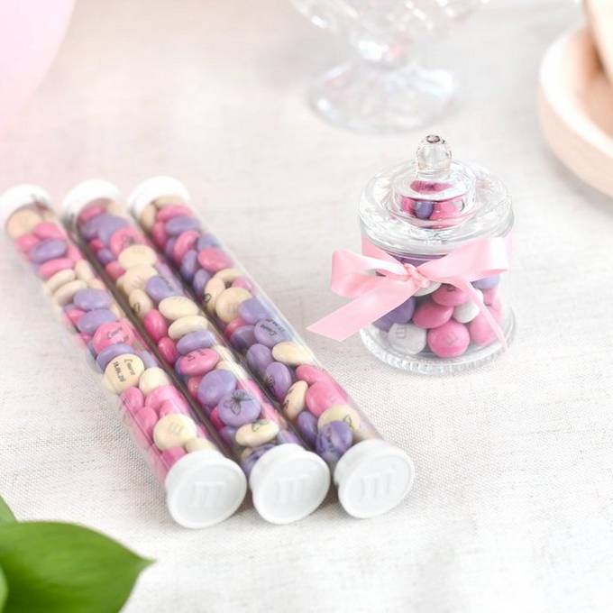 petit bocal en verre M&M'S® décoration de baptême