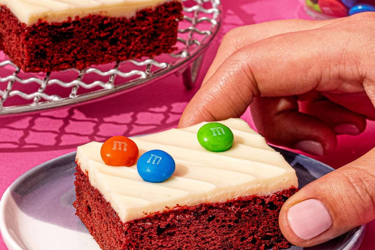 red velvet bars on plates