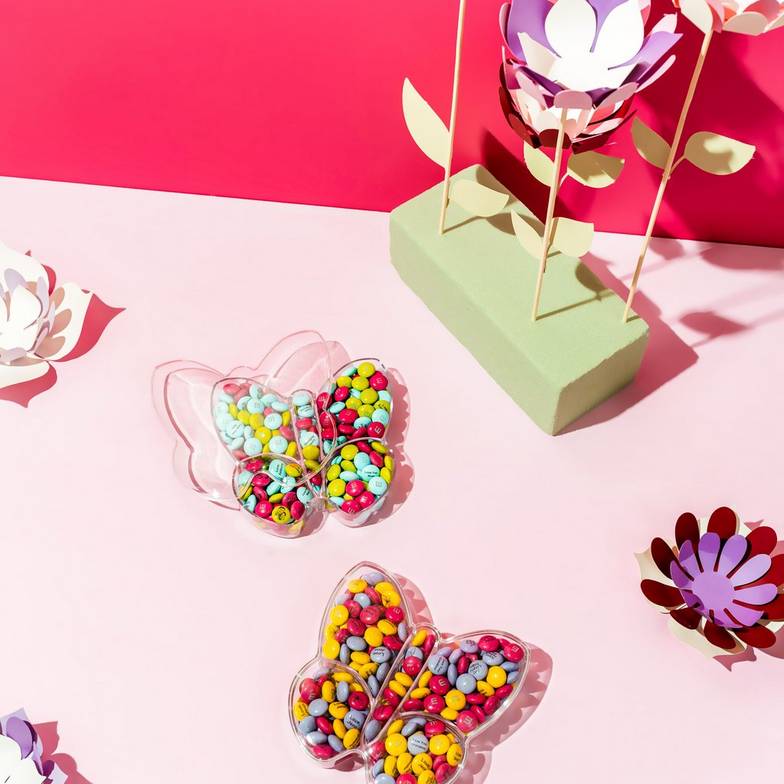 butterfly gift boxes filled with personalized M&M'S