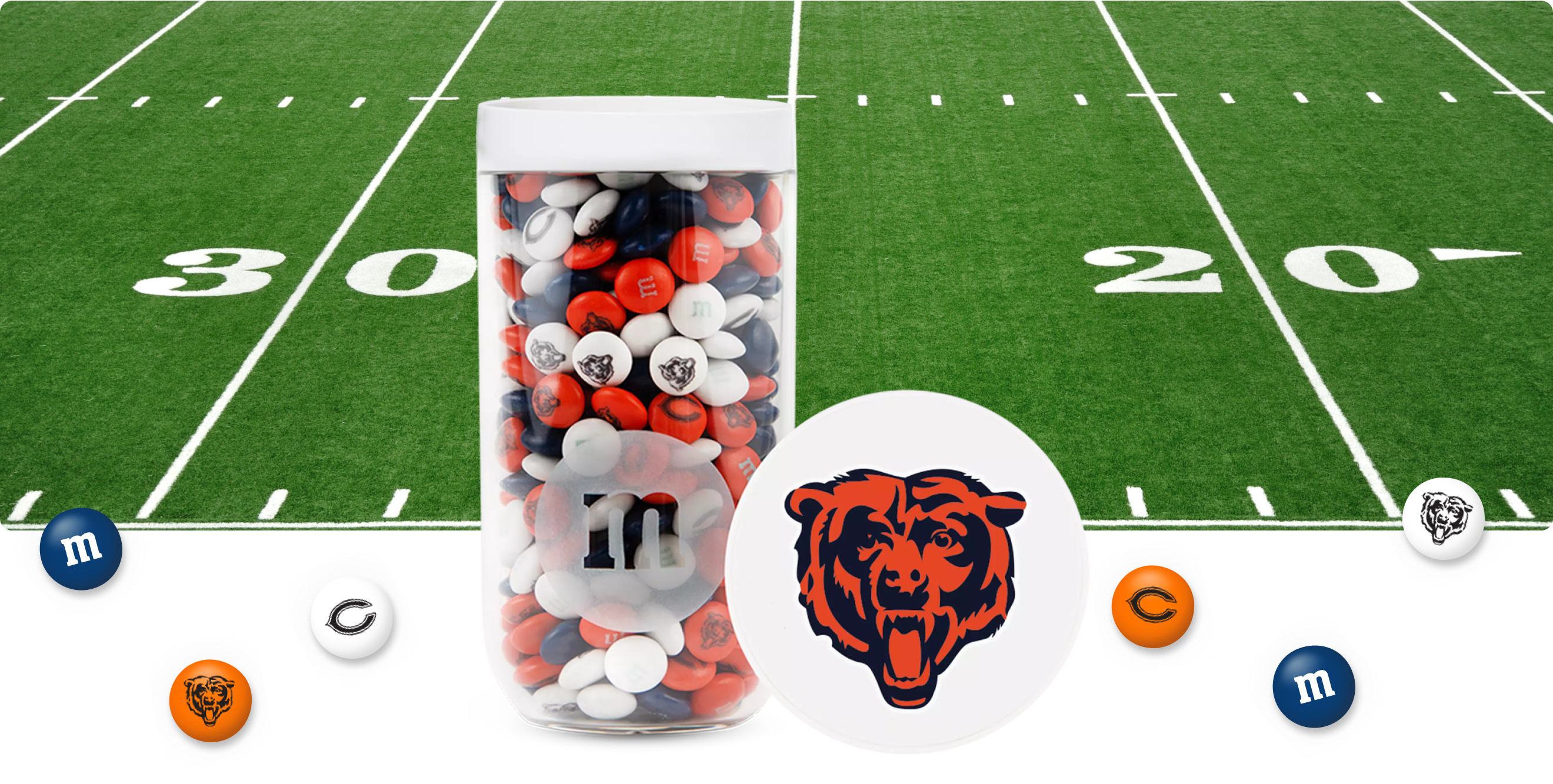 M&M'S x NFL Bears candy tubes