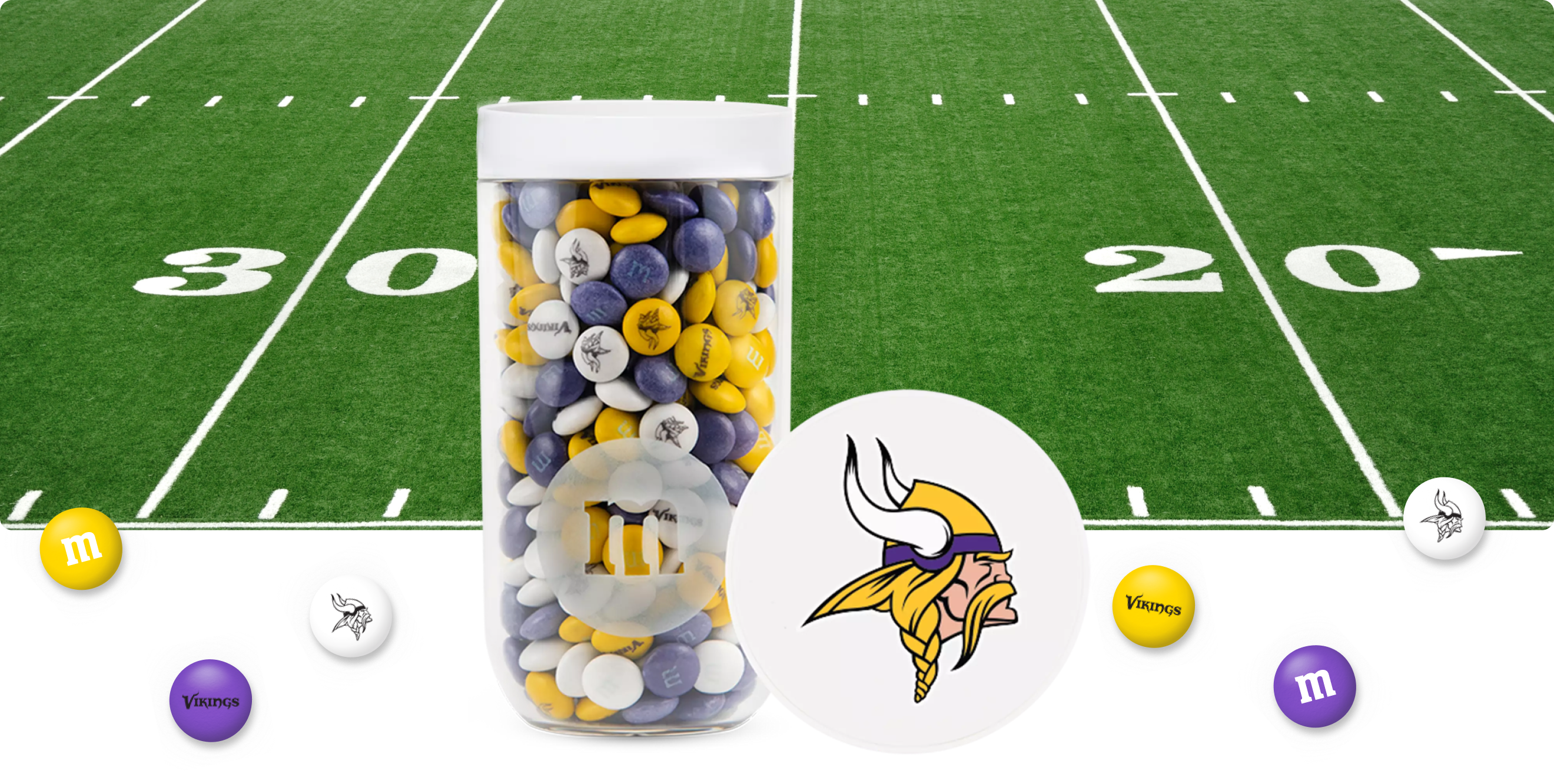 M&M'S x NFL Vikings candy tubes