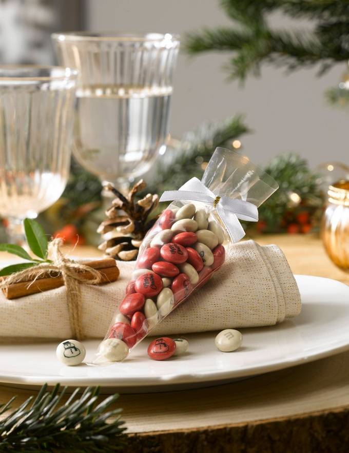 M&M'S cone on the Christmas table