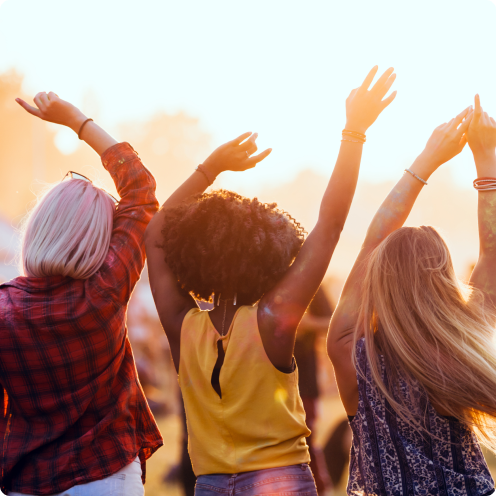 friends having fun at a music festival