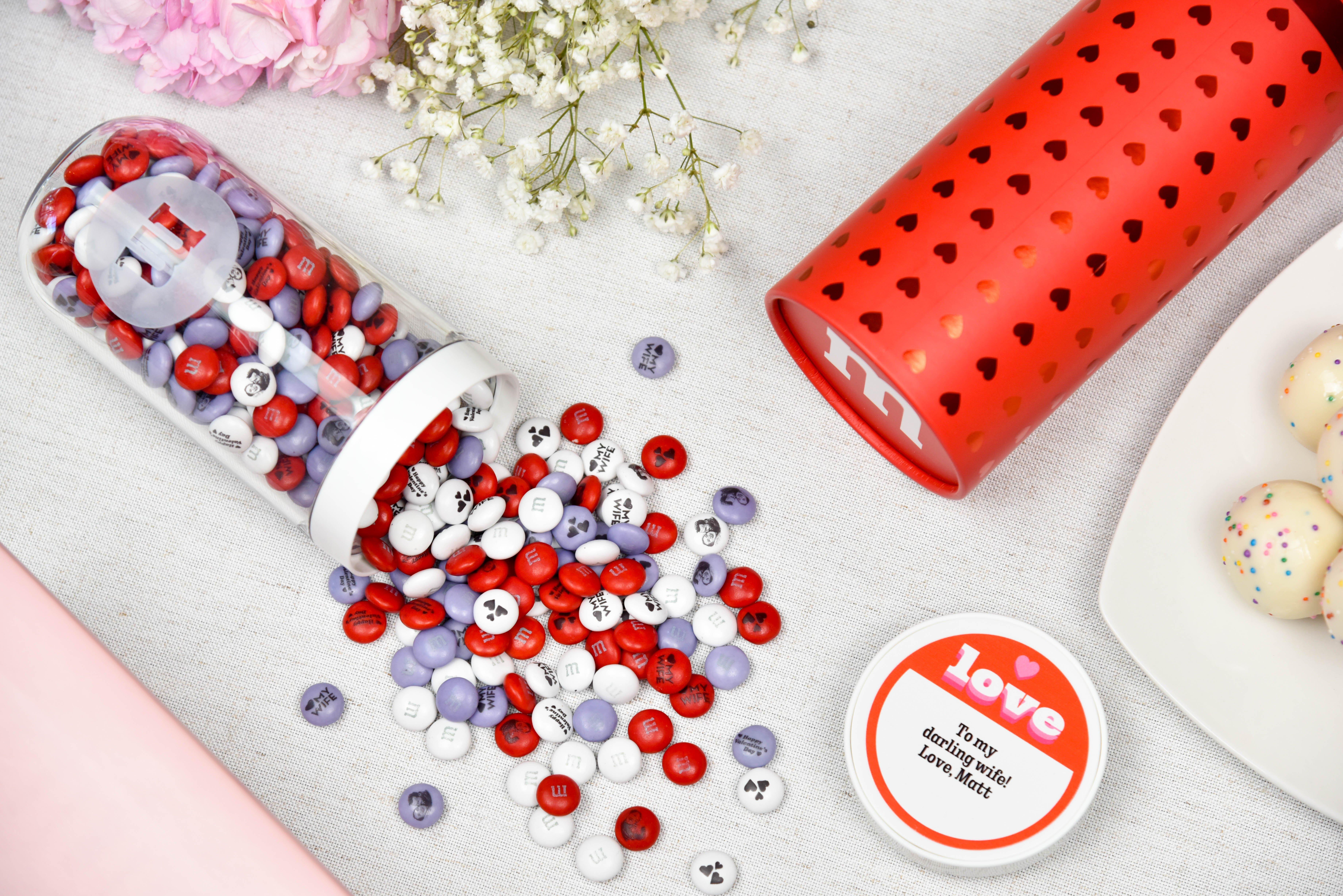 personalized valentines m&m's on place setting