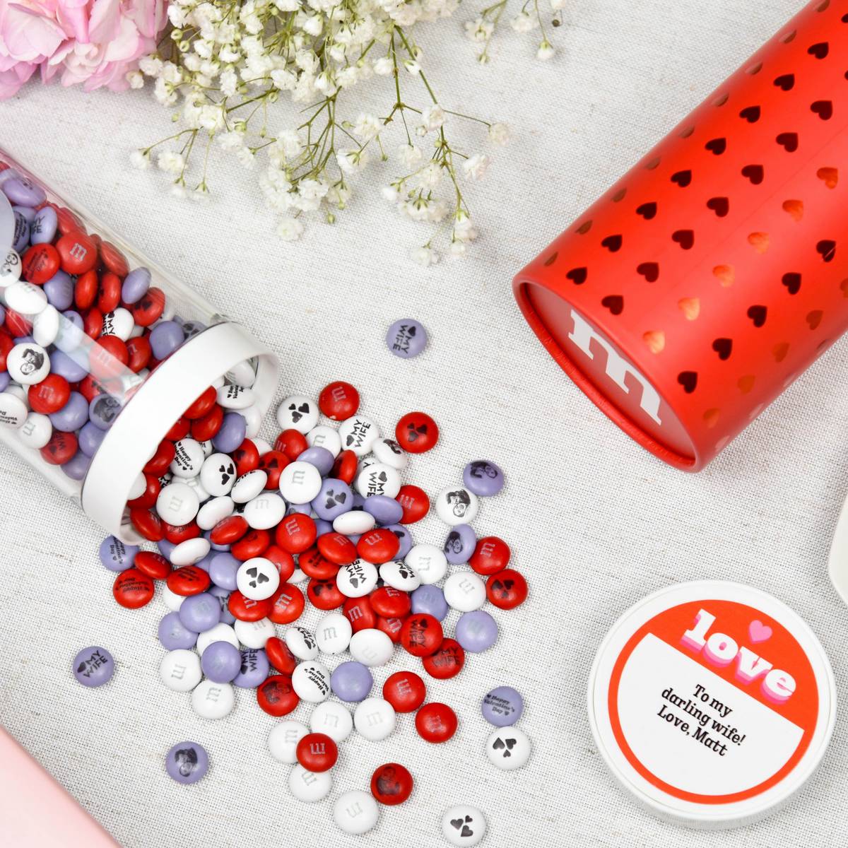 personalized valentines m&m's on place setting