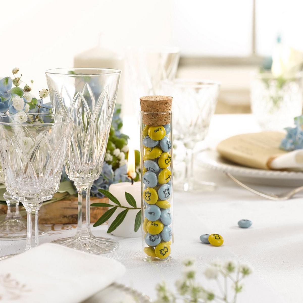 M&M's wedding table decoration tubes