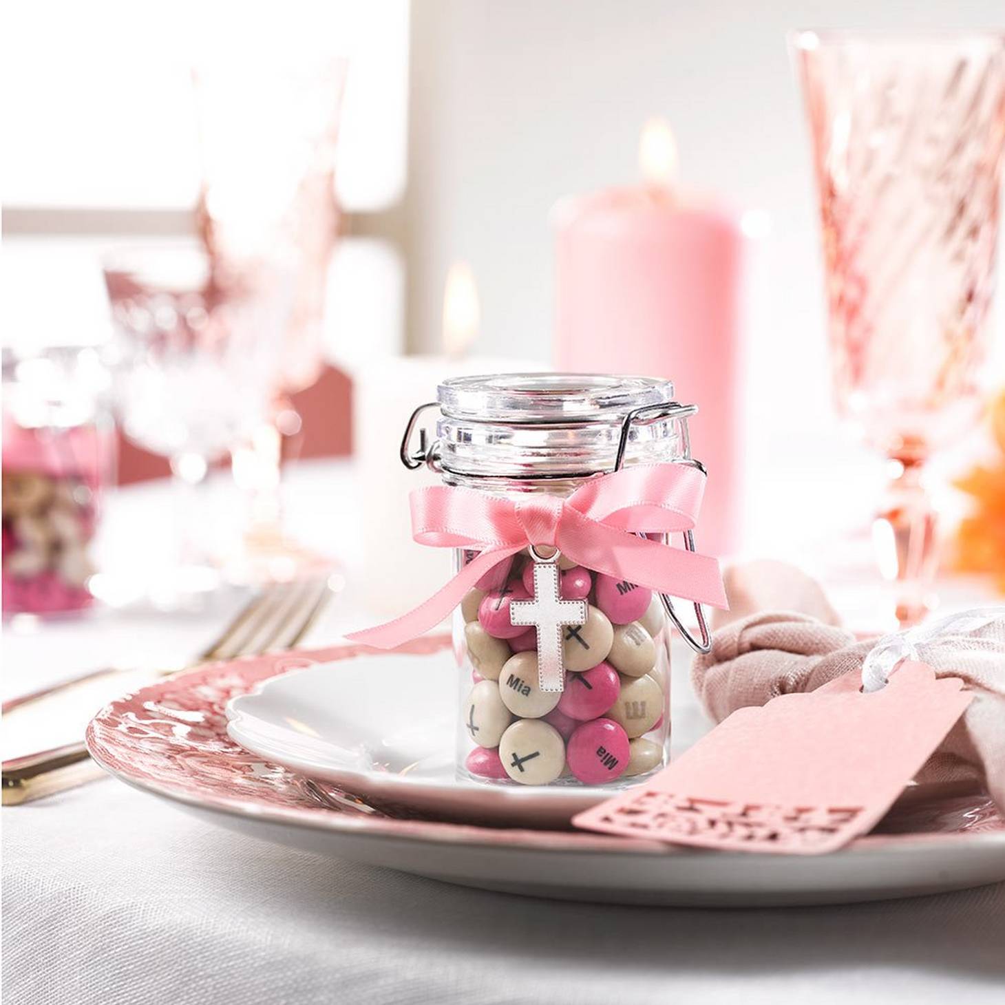 barattolo in vetro M&M'S® per decorazione di comunione