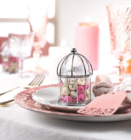 gabbia argentata M&M'S® per decorazione di comunione