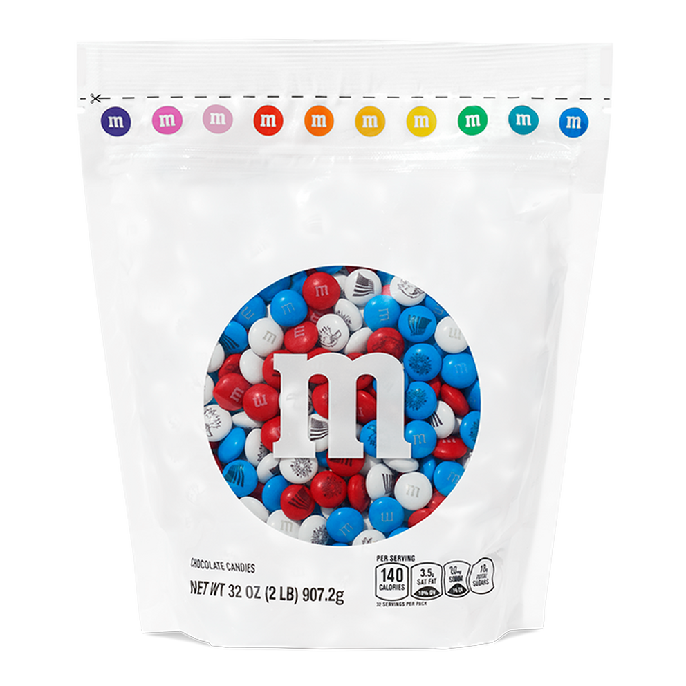 Light Blue & White M&M's Chocolate Candy - 1 lb Bag