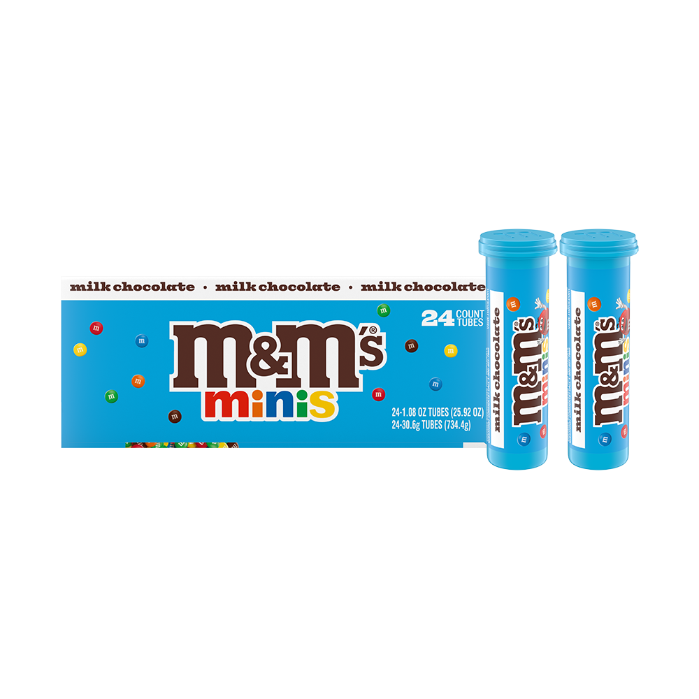 Milk Chocolate M&M’S Minis Candy Tubes, 24 ct box (package may vary)