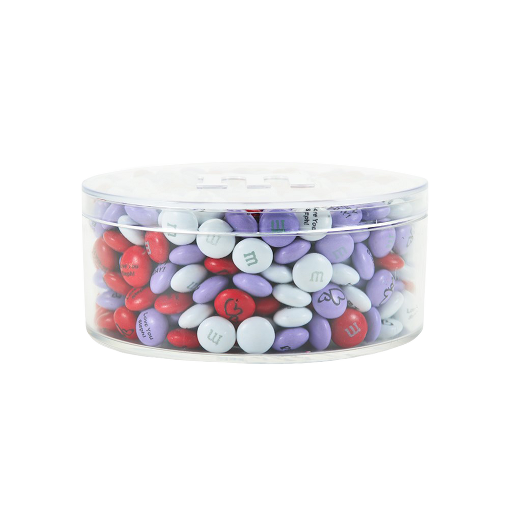 M&M Purple Candy Container Round Shaped Tin