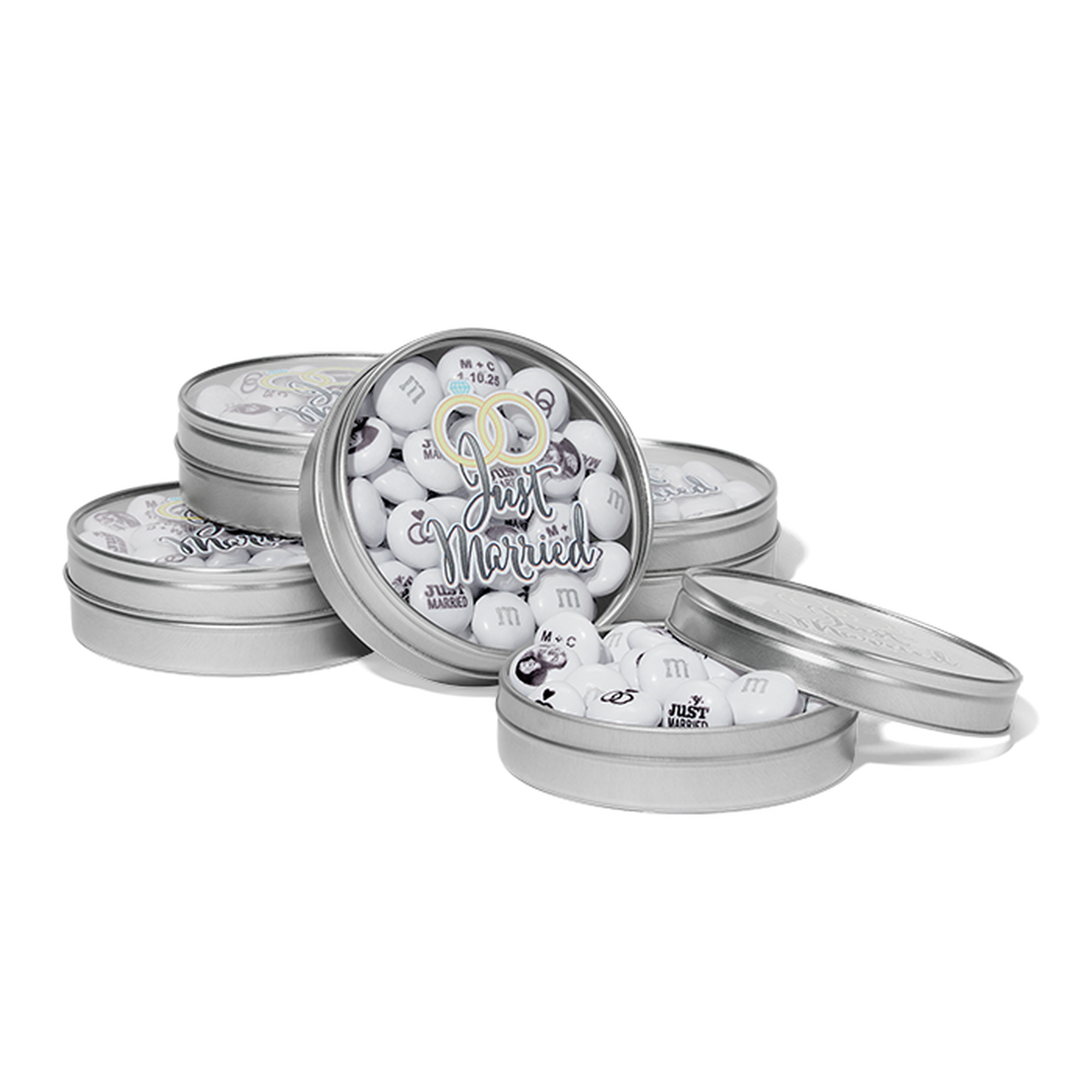 just married wedding favor tins 0