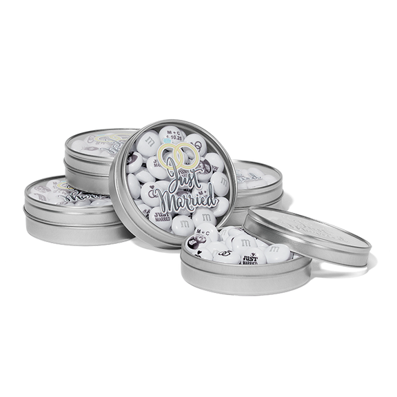 just married wedding favor tins 0