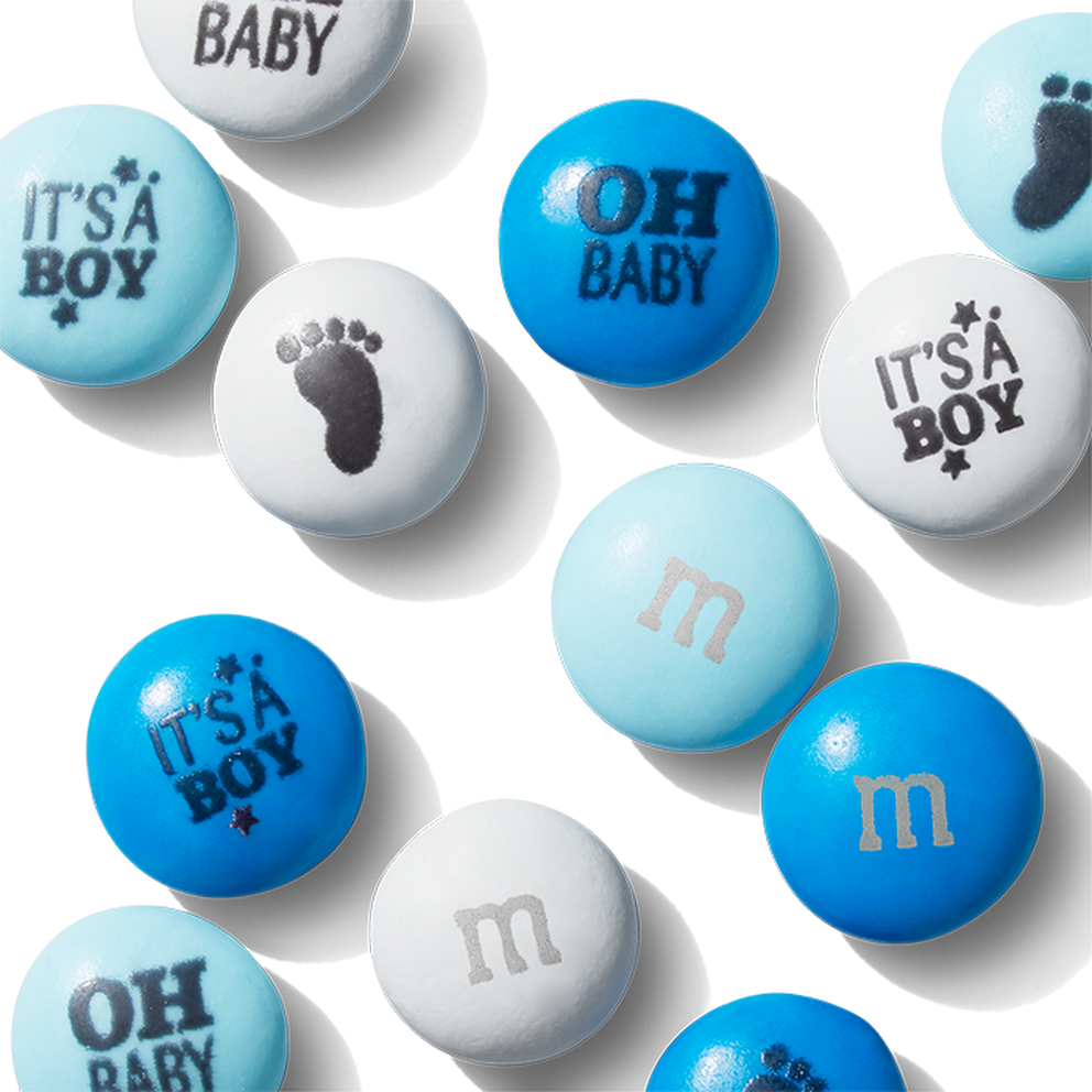 M&Ms Milk Chocolate Pre-Printed Baby Boy Candy 2lb of Bulk Candy for Baby Shower Gender Reveal Ideas and New Baby Party Favors