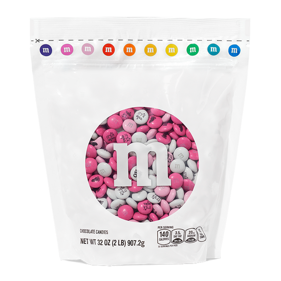 24 Pcs Breast Cancer Awareness Peanut M&M's Candy Favor Packs Milk Chocolate Word Cloud