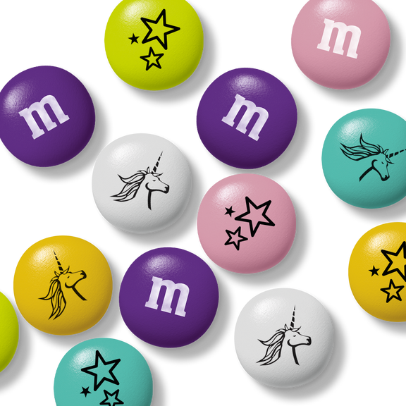 Bag of M&M'S chocolate candies, 32 oz, held in hand, with circular packaging window showing colorful candies and M&M'S logo.