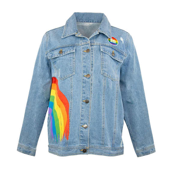 Ladies Rainbow Vibes Jean Jacket 0
