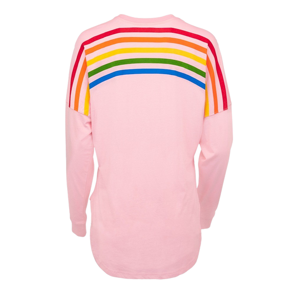 Ladies Pink Rainbow Back Long Sleeve Tee 1