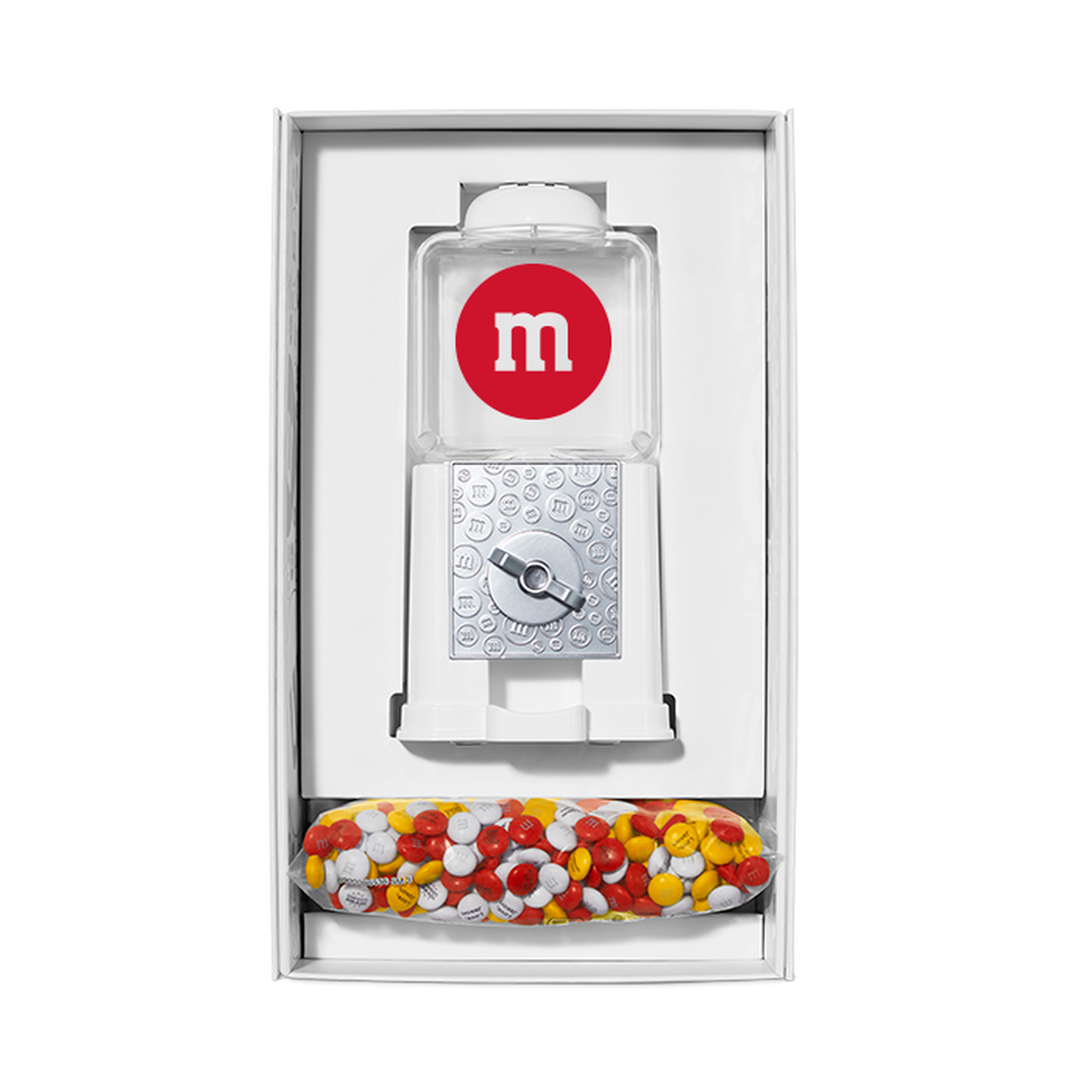 m logo candy dispenser in white gift box 1