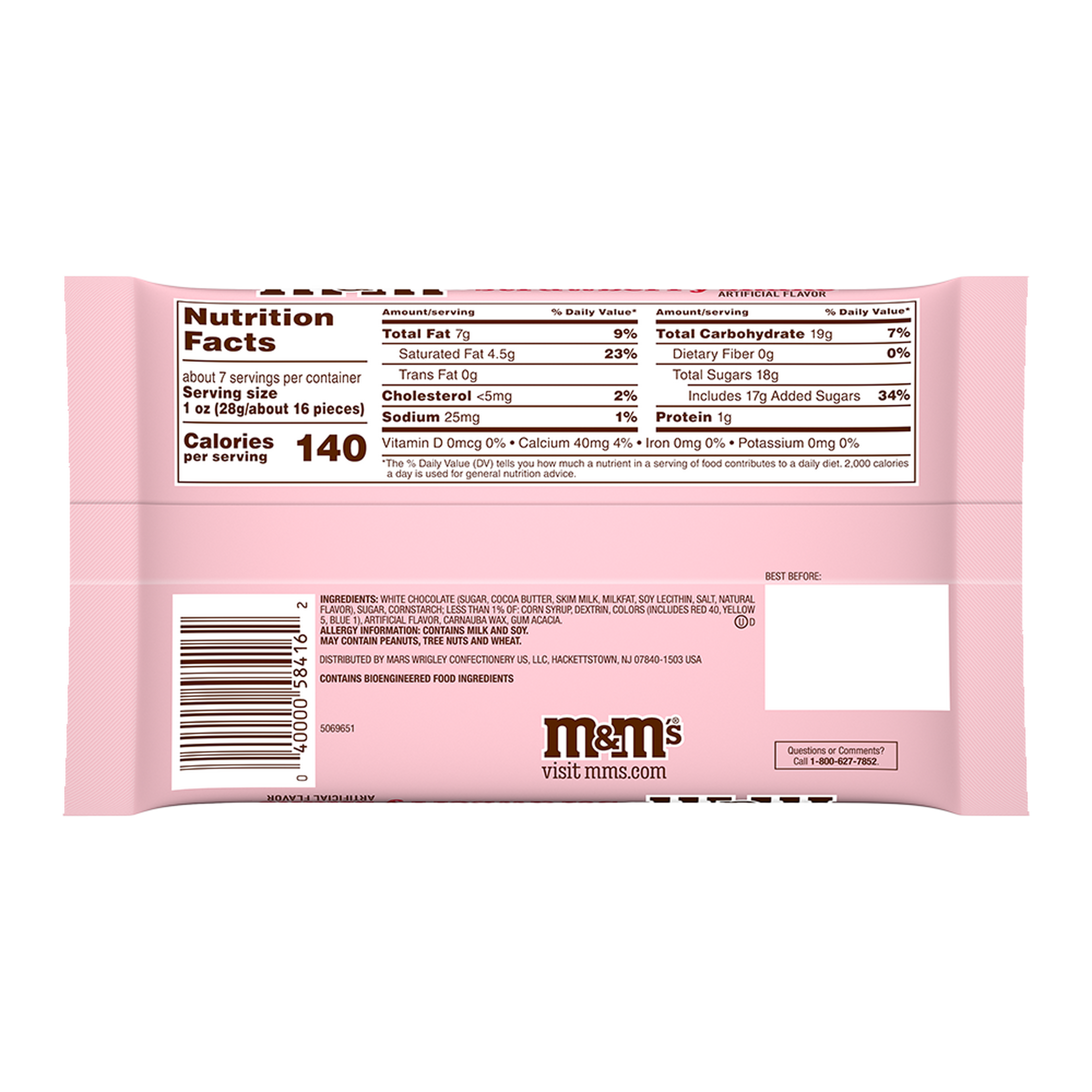 M&M'S White Chocolate Strawberry Shake Candy, 7.44oz bag 1
