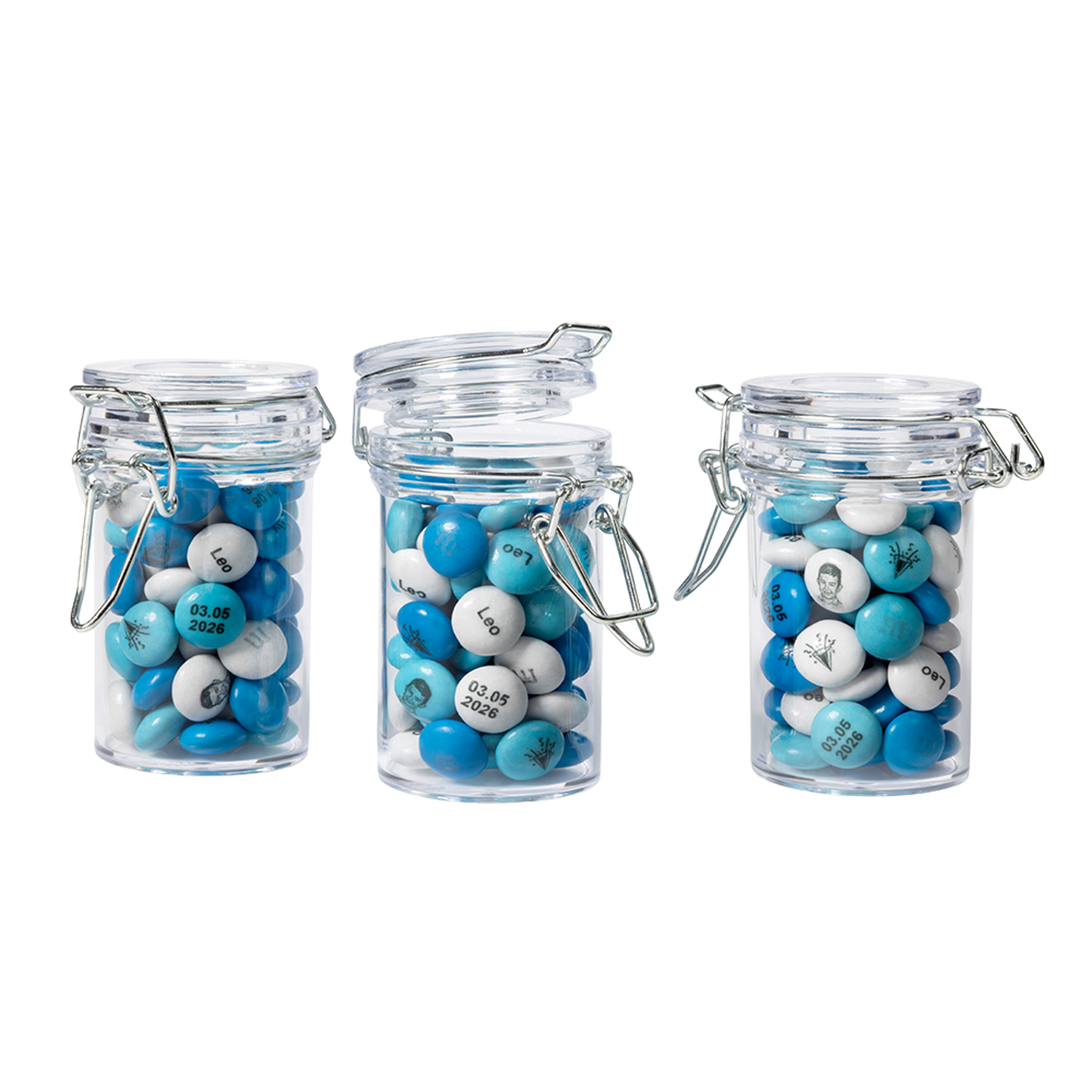 confezione di confetti sfusi 1,5 kg + 30 barattoli in plastica da riempire 1