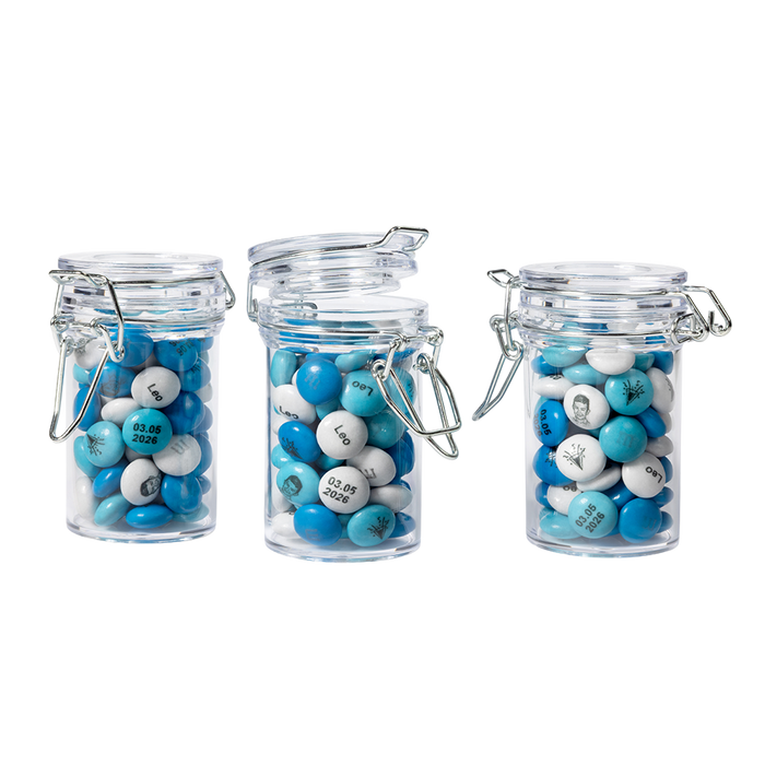 confezione di confetti sfusi 1,5 kg + 30 barattoli in plastica da riempire 1