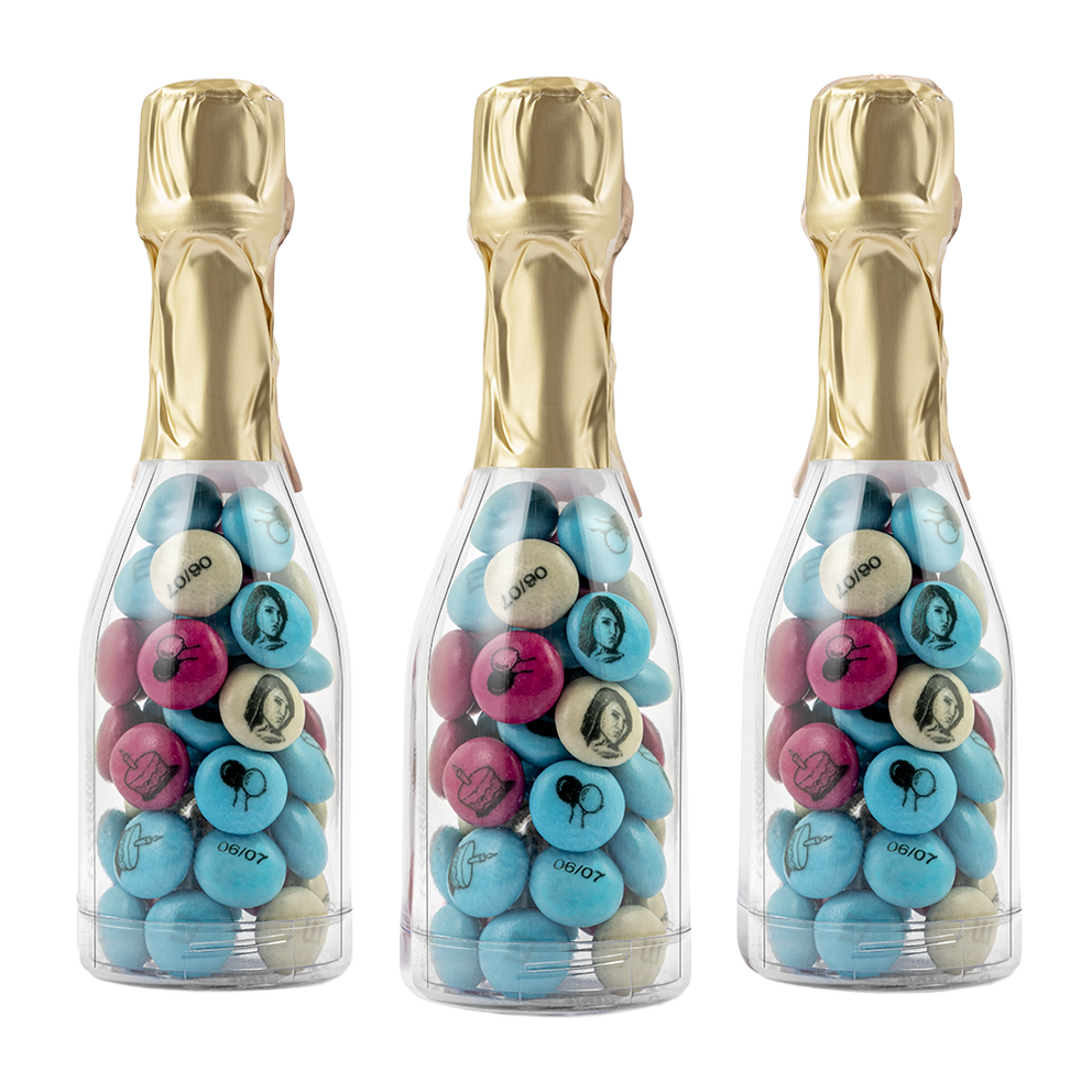 confezione di confetti sfusi 1,5 kg + 30 bottigliette con tappo dorato da riempire 5