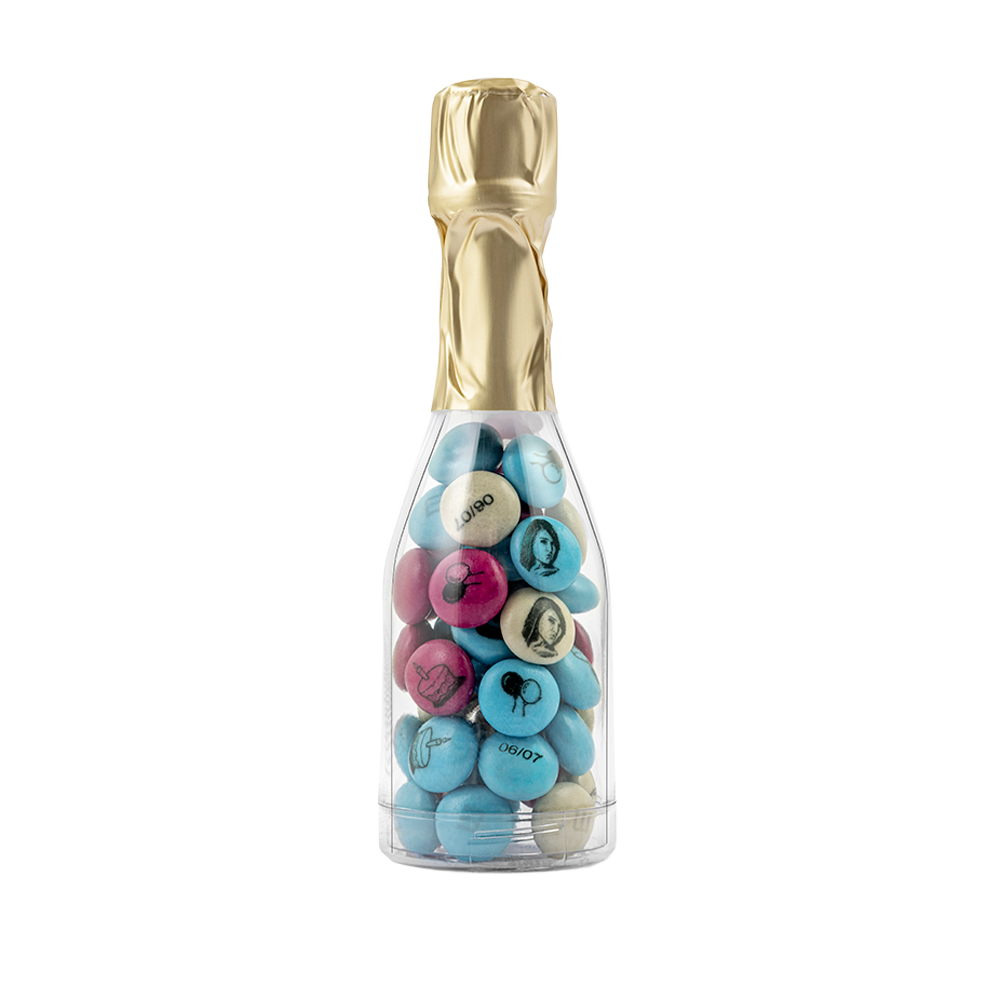 confezione di confetti sfusi 1,5 kg + 30 bottigliette con tappo dorato da riempire 4
