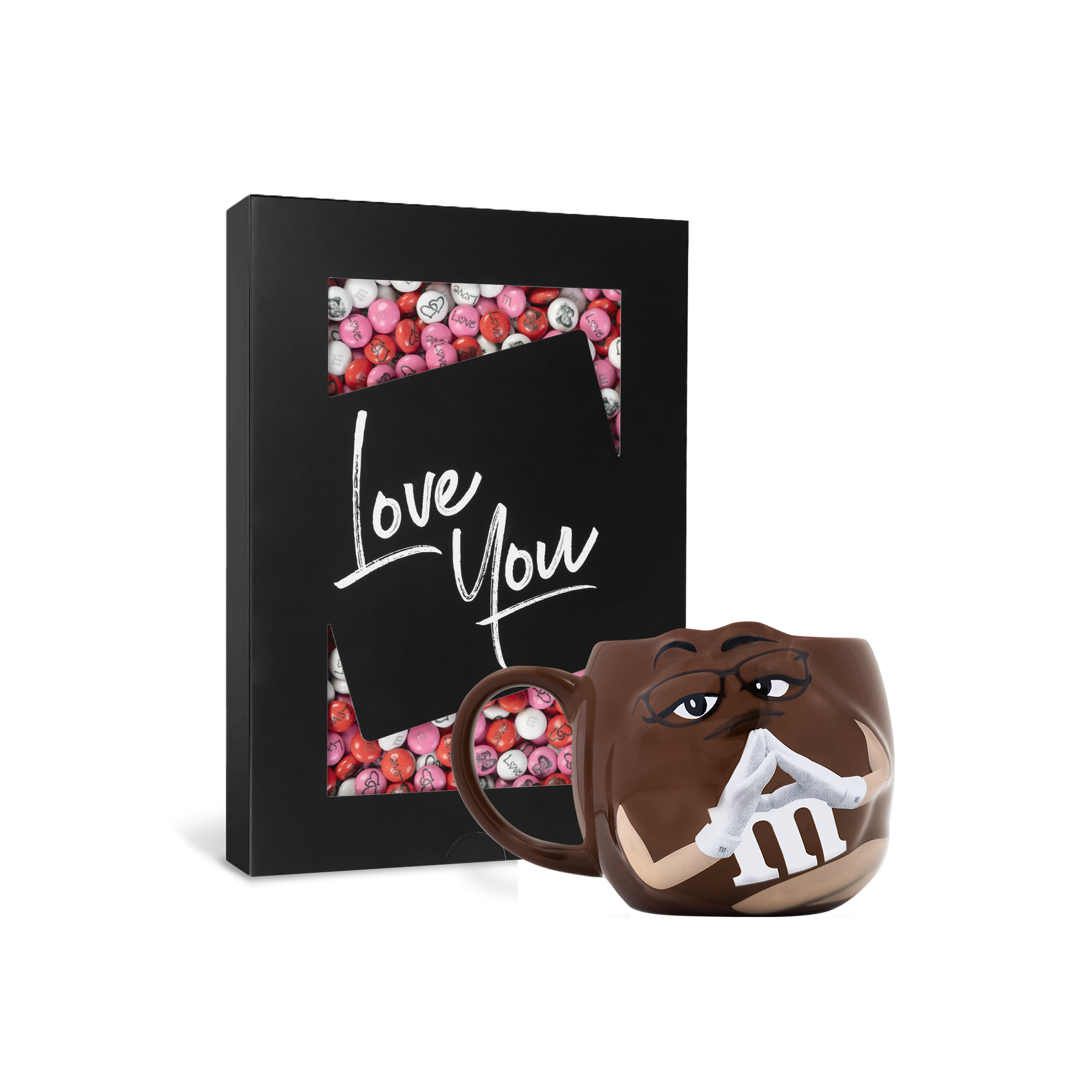 verpakking “love you” 400 g + bruine M&M’S XL mok 0