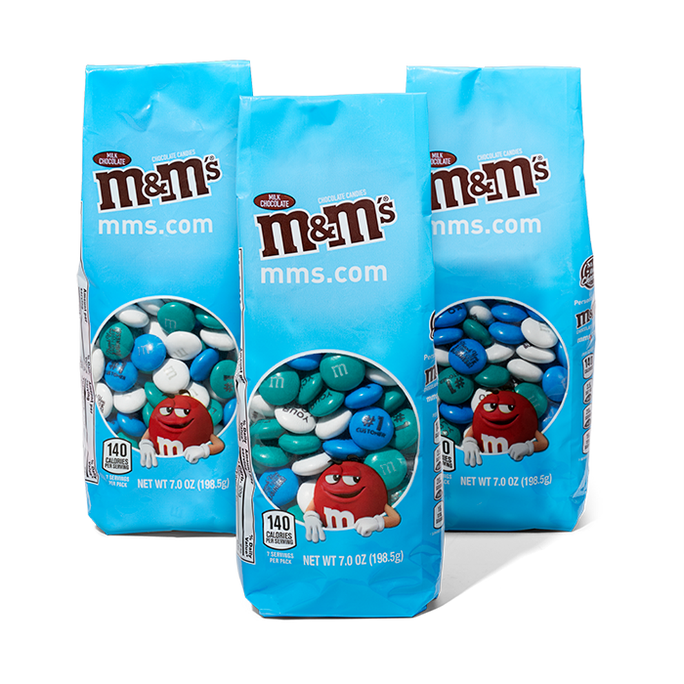 blue m&m package