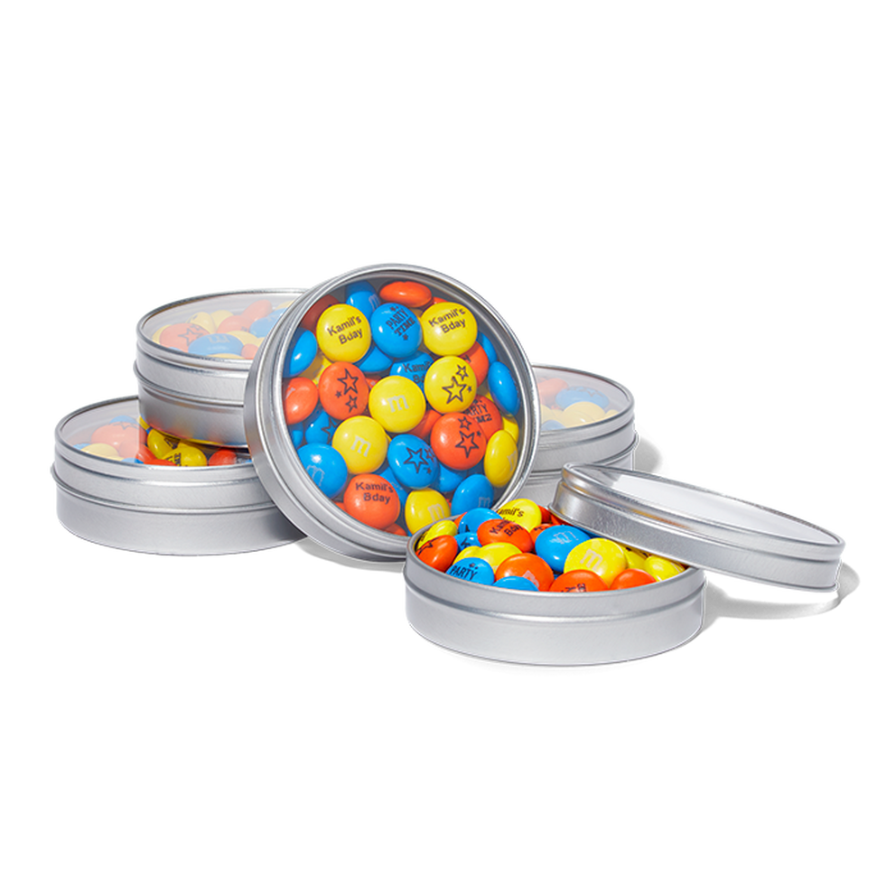 Graduation Favor Tins can be filled with colored M&M's, Jelly