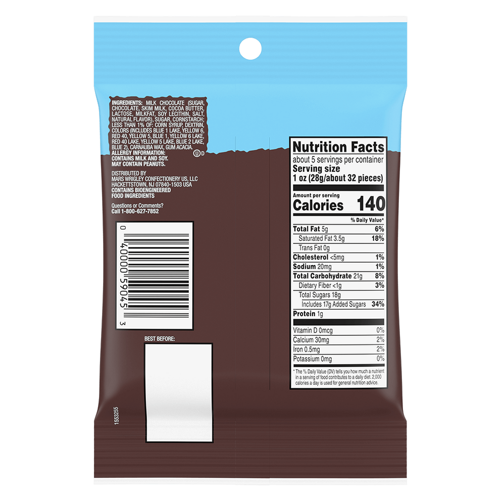 M&M'S Milk Chocolate Candy Compostable Pack