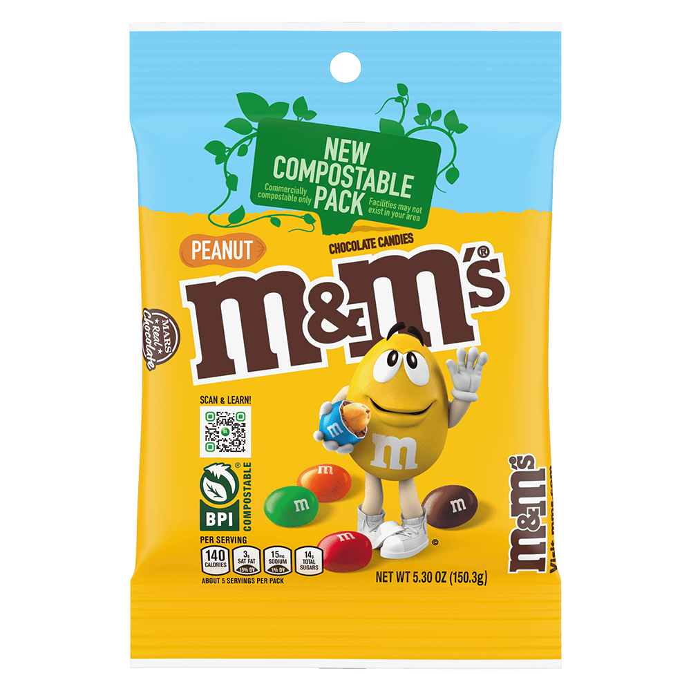 M&M’S Peanut Milk Chocolate Candy Compostable Pack M&M'S