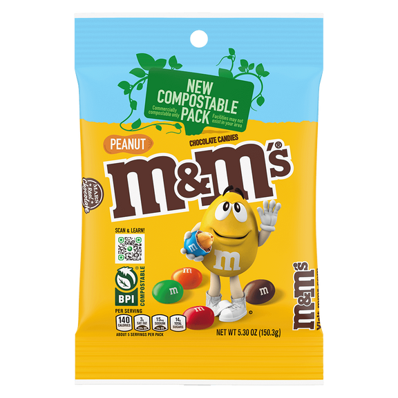 M&M’S Peanut Milk Chocolate Candy Compostable Pack 0
